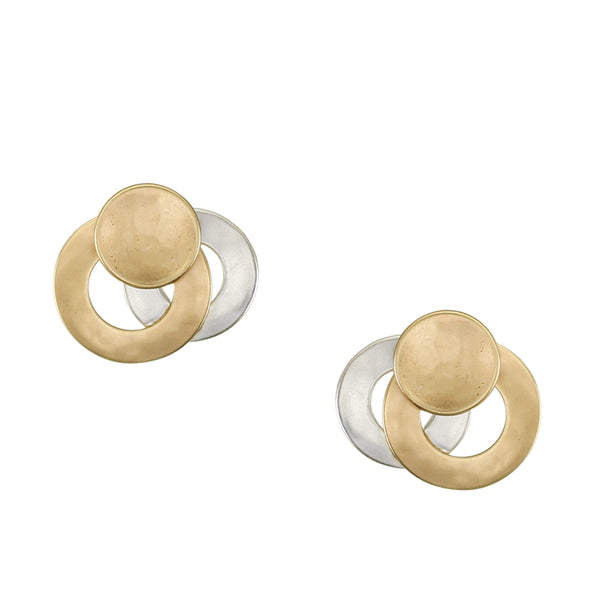 Small Layered Rings with Dished Disc Post Earring