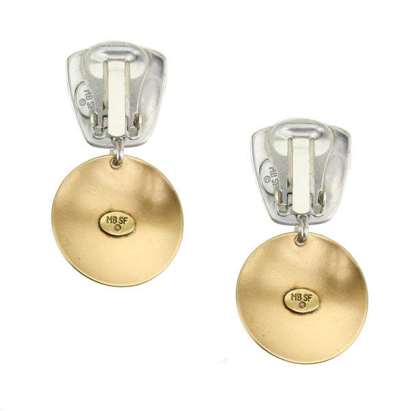 Tapered Square with Textured Discs Post or Clip Earring