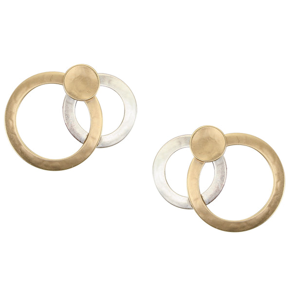 Large Layered Rings with Dished Disc Post Earring