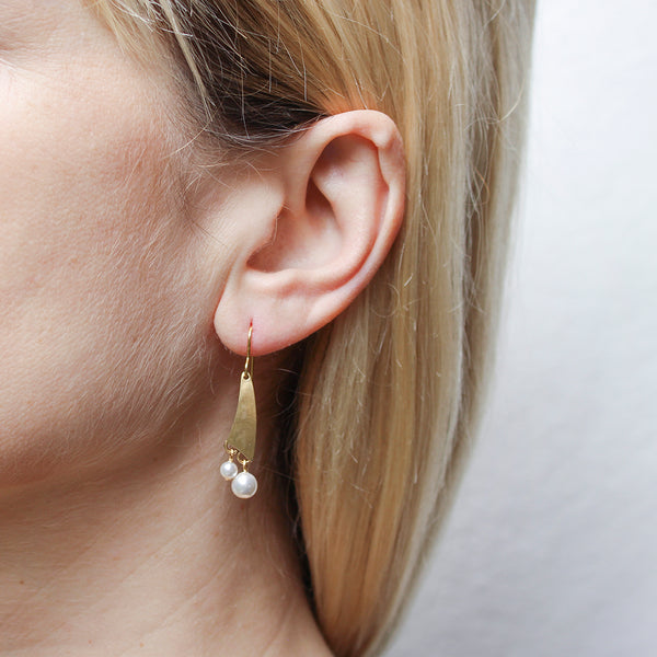 Small Organic Triangle with Pearls Wire Earring