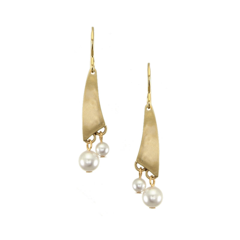 Small Organic Triangle with Pearls Wire Earring