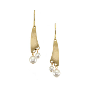 Small Organic Triangle with Pearls Wire Earring