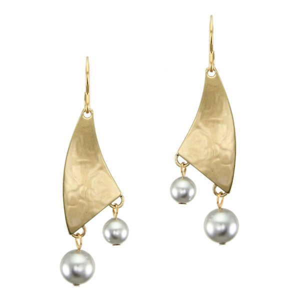 Organic Triangle with Pearls Wire Earring