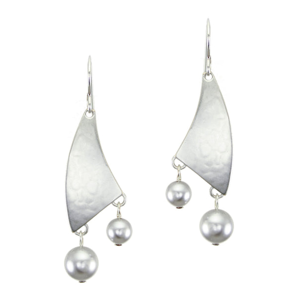 Organic Triangle with Pearls Wire Earring