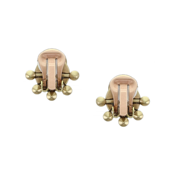 Small Pearl Cabochon on Disc with Radial Pearls Clip Earring