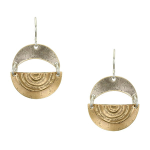 Crescent Hinged with Layered Semi Circles Wire Earring