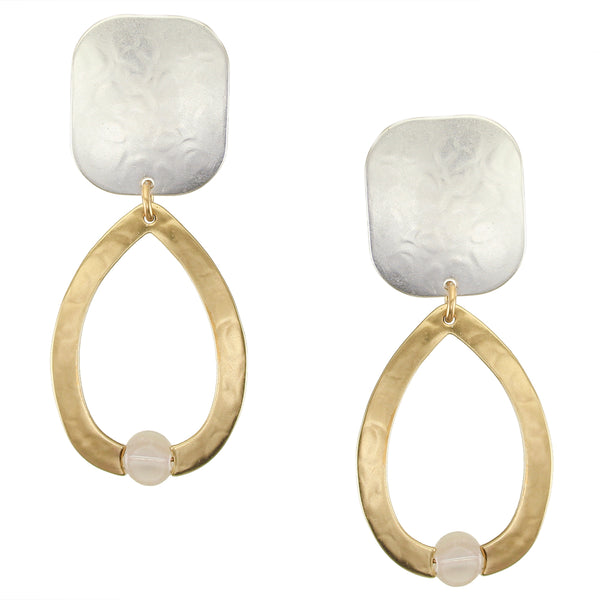 Oval with Teardrop and Mother of Pearl Post or Clip Earring