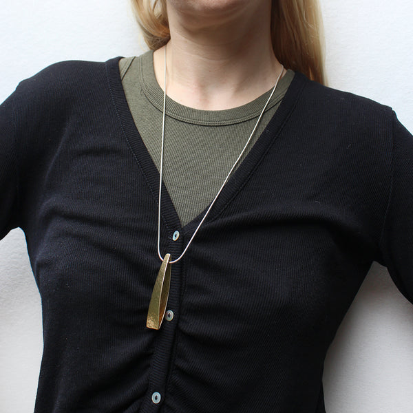 Long Triangles Matching Set - Long Necklace and Clip or Post Earrings