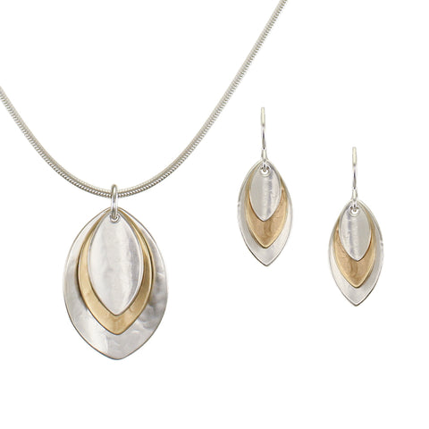 Layered Leaves Matching Set - Necklace and Wire Earrings