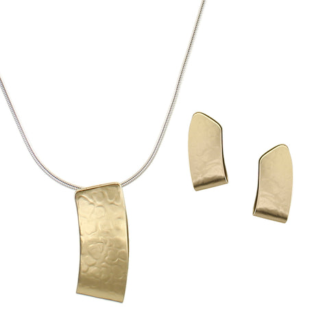 Folded Arc Matching Set - Necklace and Clip or Post Earrings