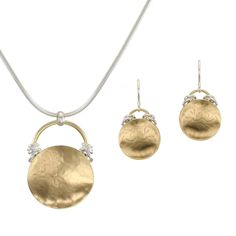 Disc with Accent Rings - Necklace and Wire Earrings