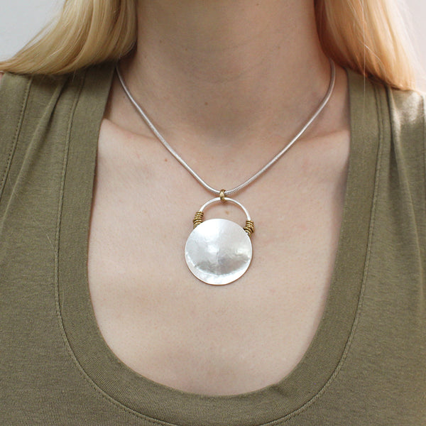 Large Disc with Ring and Accent Rings Necklace