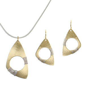 Cutout Triangle with Wire Wrapping - Necklace and Wire Earrings
