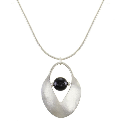 Cutout Pendant with Black Bead Necklace
