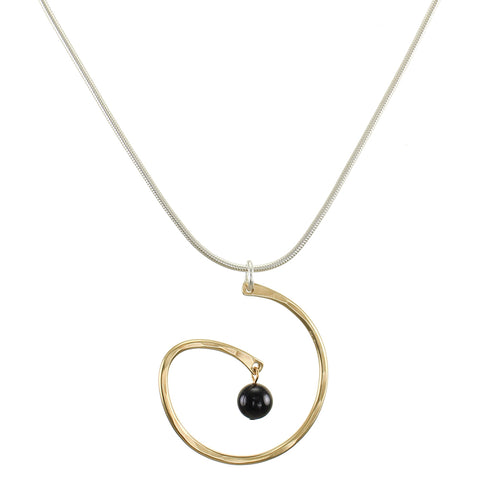 Spiral with Black Bead Necklace