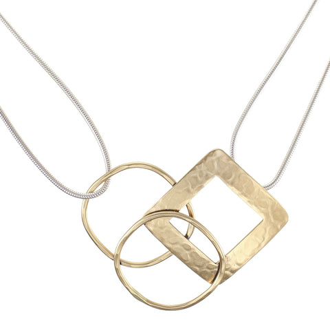Cutout Square with Square Rings Necklace