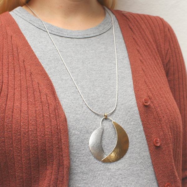 Layered Crescents Long Necklace