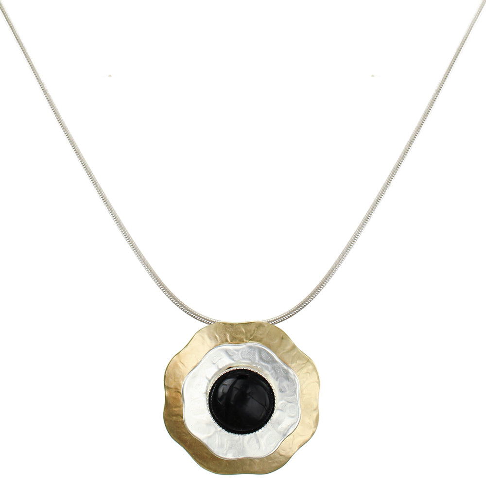 Flowers with Black Cabochon Necklace