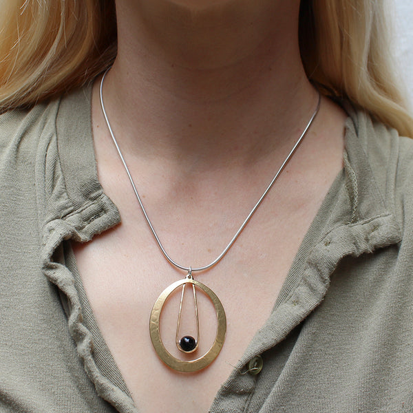 Black Bead with Teardrop Frames Necklace