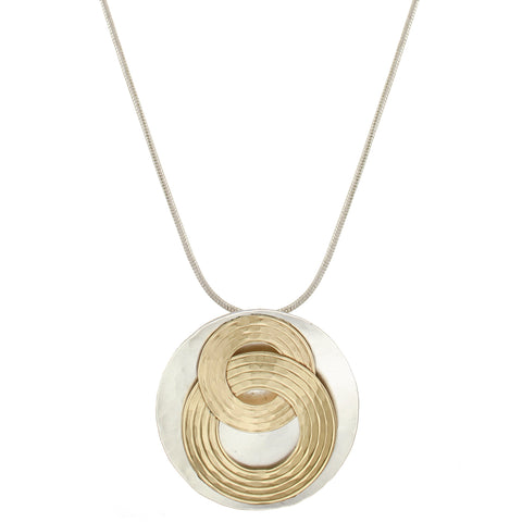 Large Interlocking Rings and Disc Long Necklace