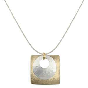 Cutout Disc with Square Necklace