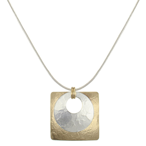 Cutout Disc with Square Necklace