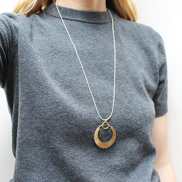 Crescent with Rings Long Necklace
