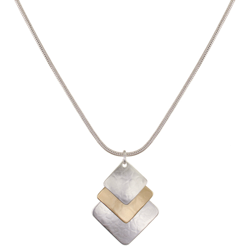 Layered Hammered Squares Necklace