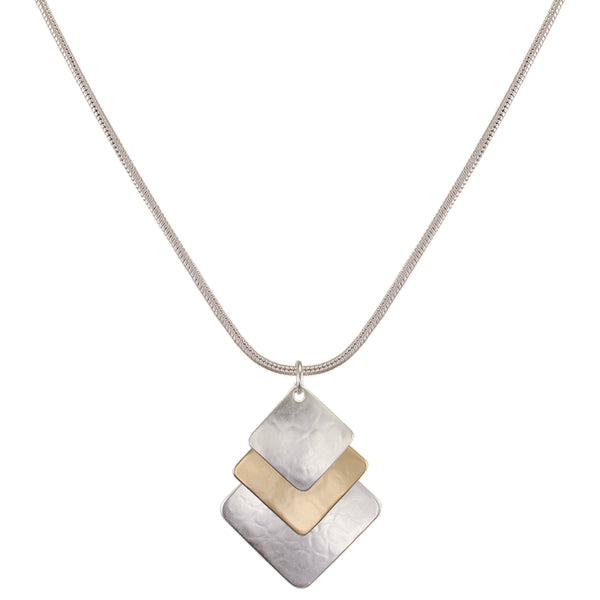 Layered Hammered Squares Necklace