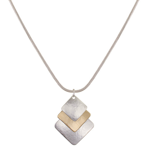 Layered Hammered Squares Necklace