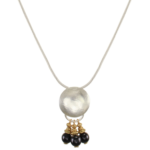 Disc with Black Beads Necklace