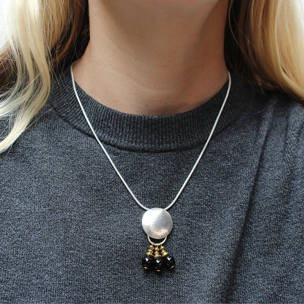 Disc with Black Beads Necklace
