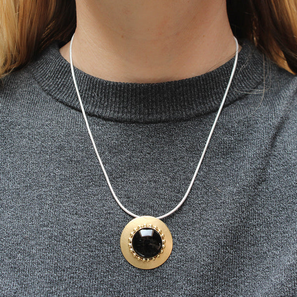 Large Black Disc Necklace