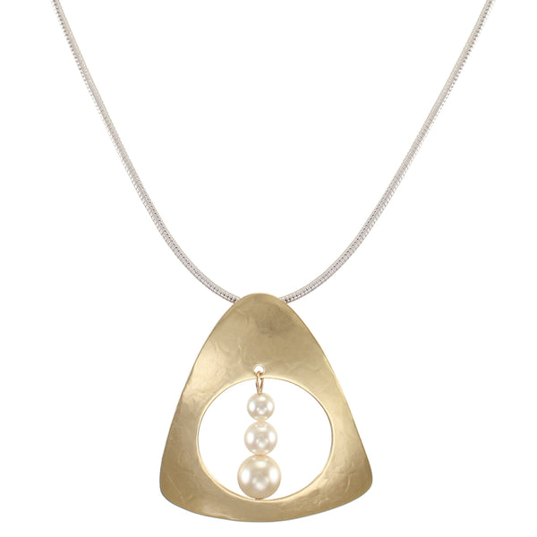 Open Triangle with Pearls Necklace