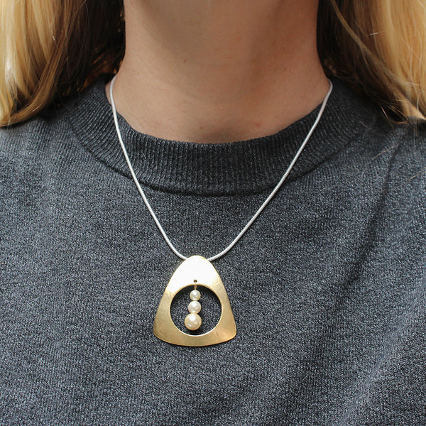 Open Triangle with Pearls Necklace