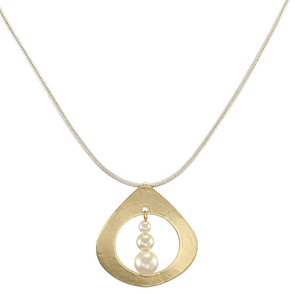 Cutout Teardrop with Pearls Necklace
