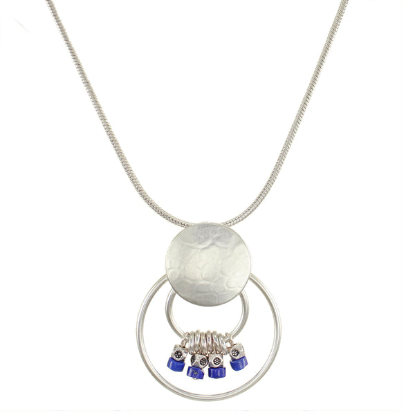 Disc with Rings and Lapis Beads Necklace