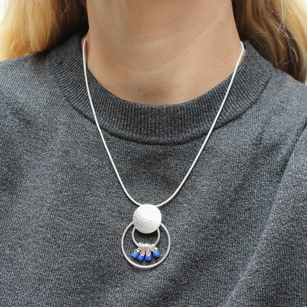 Disc with Rings and Lapis Beads Necklace