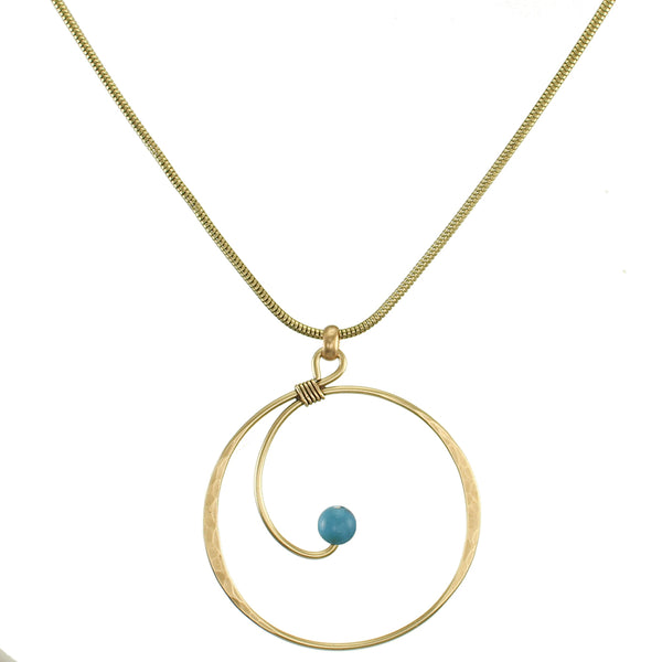Swirl with Black or Turquoise Bead Necklace