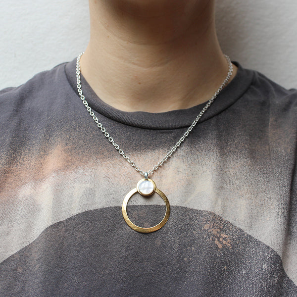 Mother of Pearl Disc with Hoop Necklace
