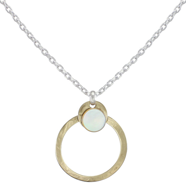 Mother of Pearl Disc with Hoop Necklace