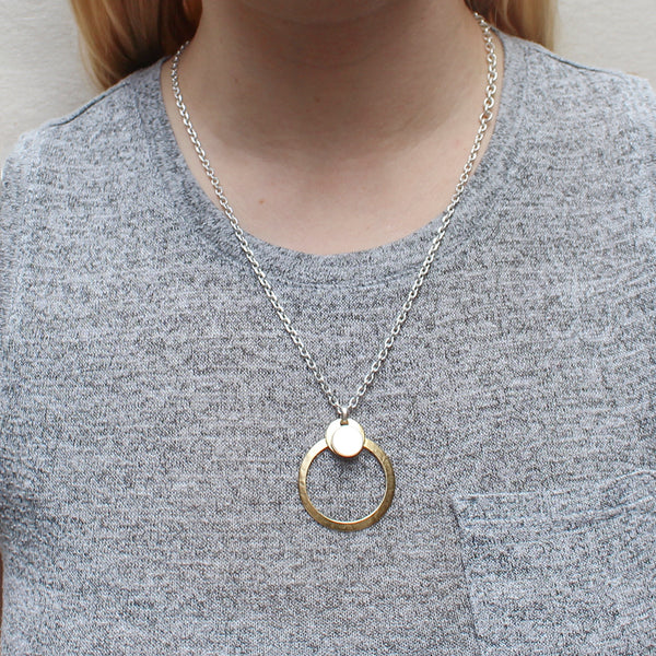 Mother of Pearl Disc with Hoop Necklace