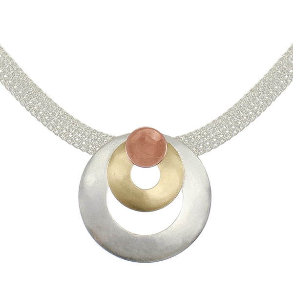Large Ring with Medium Ring and Small Dished Disc Necklace