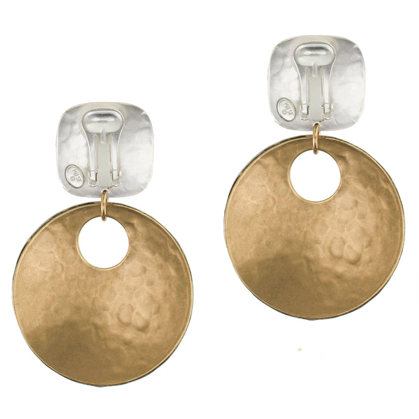 Square with Disc and Wire Outline Marjorie Baer Vintage Clip Earring