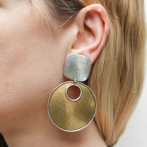 Square with Disc and Wire Outline Marjorie Baer Vintage Clip Earring