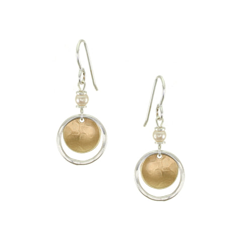 Disc and Ring with Pearl Accent Wire Earring