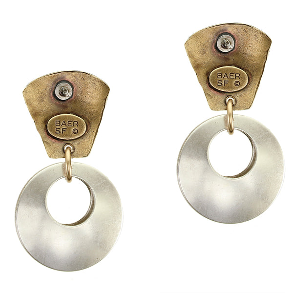 Textured Tapered Top with Silver Cutout Back to Back Discs Marjorie Baer Post Earring