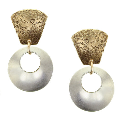 Textured Tapered Top with Silver Cutout Back to Back Discs Marjorie Baer Post Earring