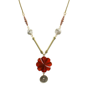 Red Flower Marjorie Baer Vintage Necklace