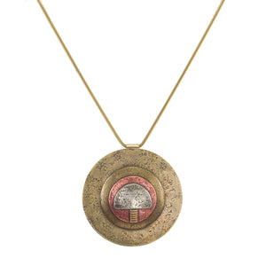 Tri-Metal Pendant Long Marjorie Baer Vintage Necklace